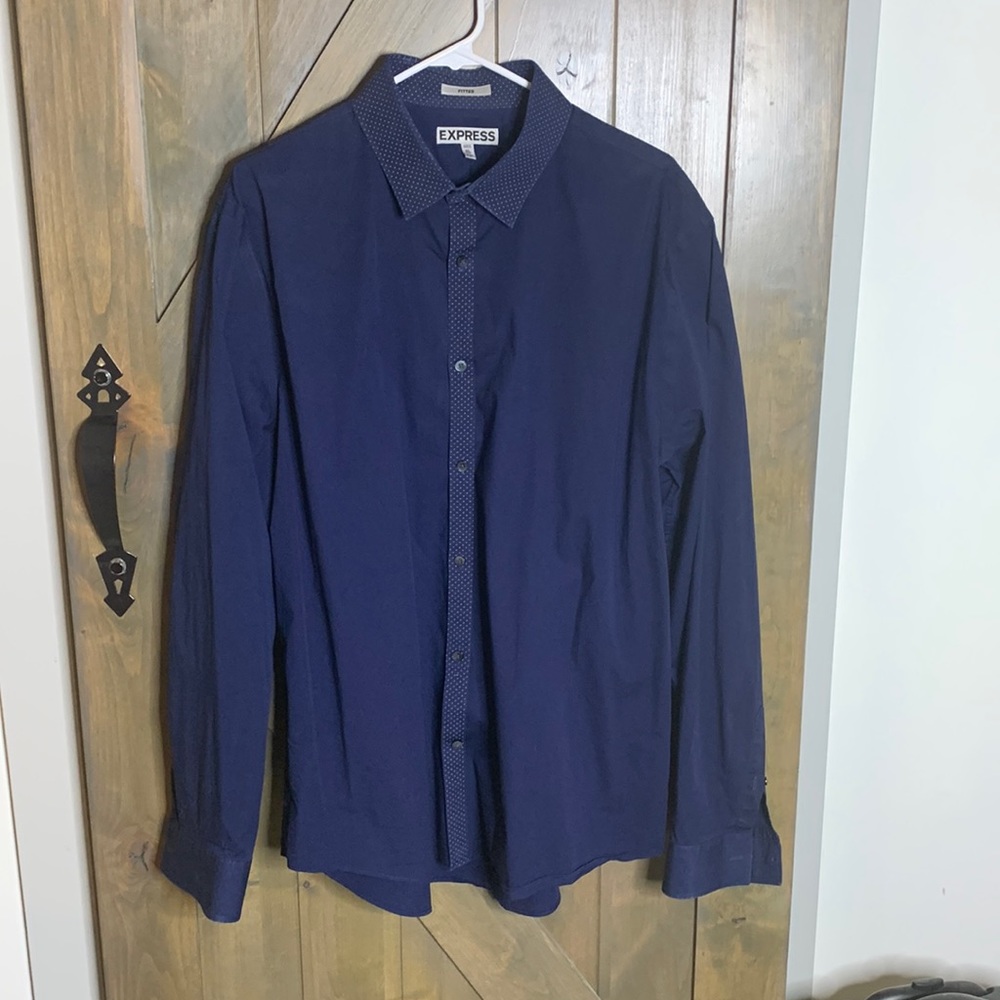 Mens Express Navy Dress Shirt